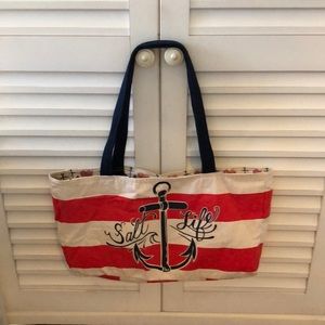 Salt life reversible canvas tote
